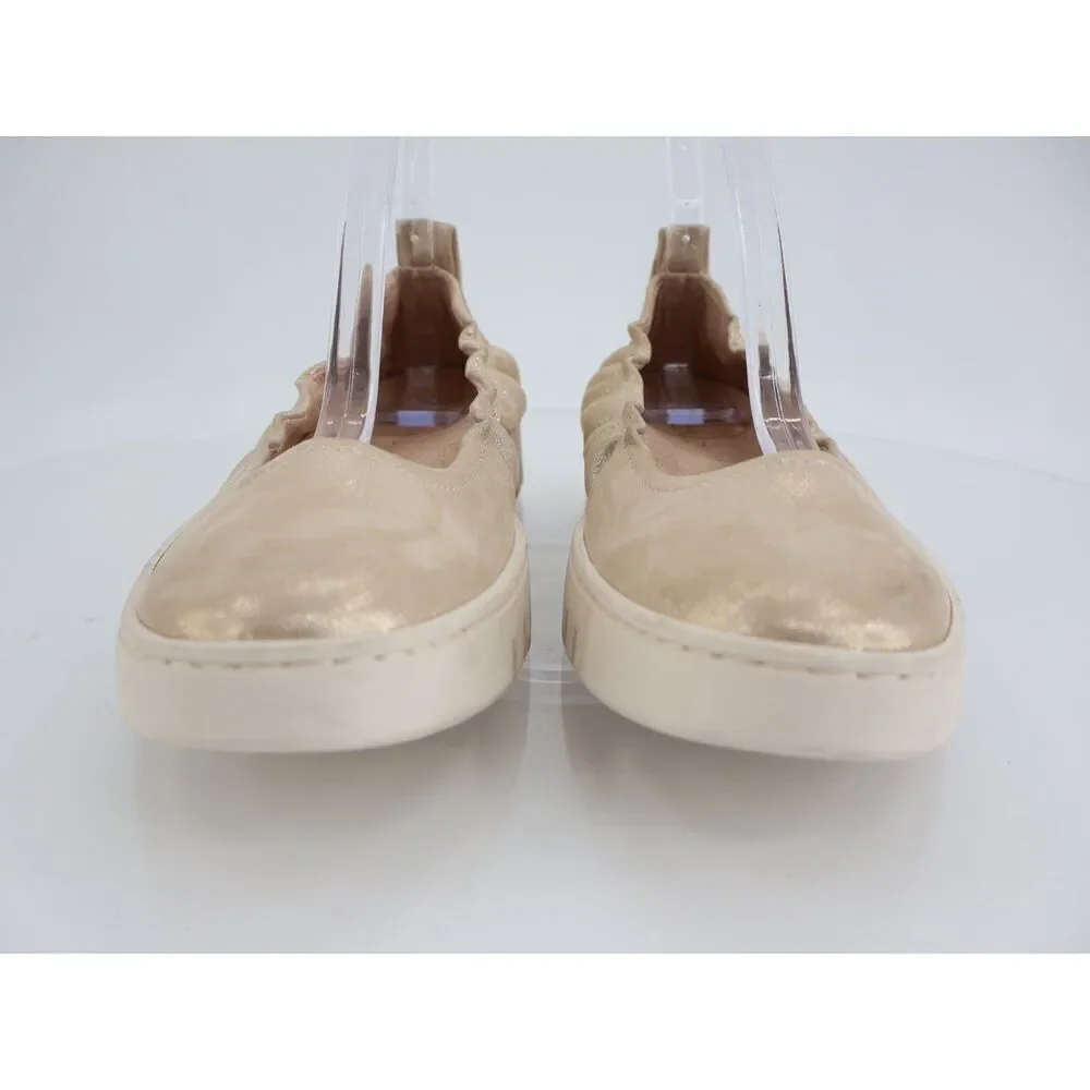Vionic Uptown Ballet Flat Women 8 Gold Metallic Leather Slip On Platform Shoes